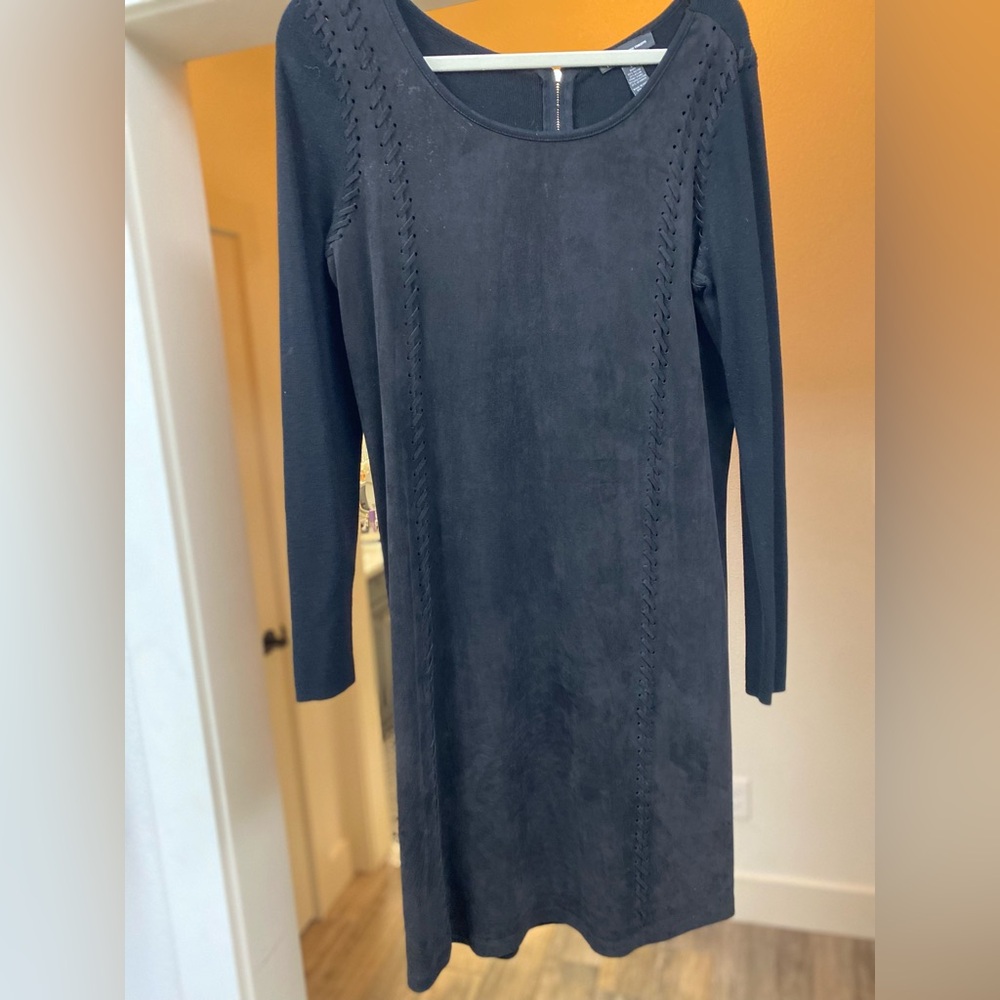 Vintage INC Faux Suede Black Dress